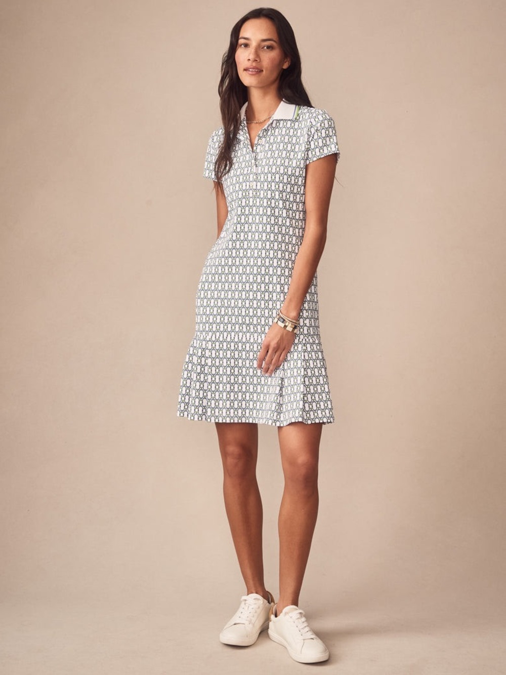 J. McLaughlin White Blue Green Signet Lock Dorte Dress - Picture 3 of 16